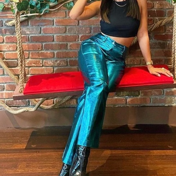Amy Lynn Blue Metallic Lupe Pants - Picture 13 of 14